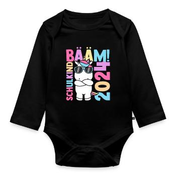 BÄÄM SCHULKIND 2024- Schulkind Schulanfang Grundsc - Baby Bio-Langarm-Body - Schwarz - Vorne