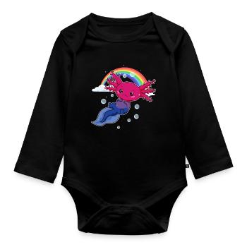 Bisexual Pride Bi Kawaii Axolotl Bisexual Flag - Body Bébé bio manches longues - noir - Devant