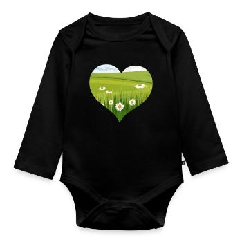 Bloomcore Esthétique Flowercore Heart Shape Cottagecor - Body Bébé bio manches longues - noir - Devant