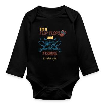 Ich bin ein Flip Flop und Fischer Mädchen - Baby Bio-Langarm-Body - Schwarz - Vorne