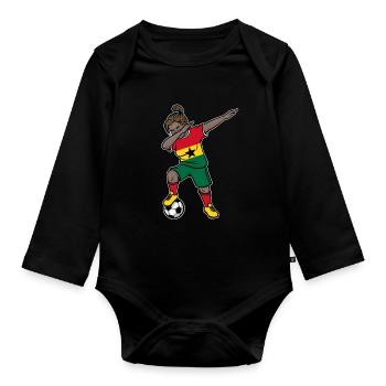 Dabbing Soccer Player Girls Ghana Soccer - Organic Longsleeve Baby Bodysuit - black - Front