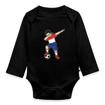 Dabbing Football Player Young Netherlands Football - Organic Longsleeve Baby Bodysuit - black - Front