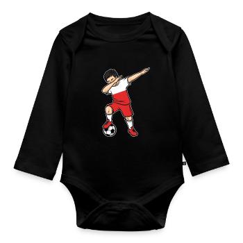 Dabbing Footballeur Jeune Pologne Football - Body Bébé bio manches longues - noir - Devant
