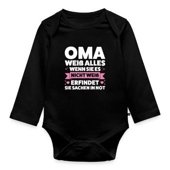 Oma Großmutter Omas Geschenk - Baby Bio-Langarm-Body - Schwarz - Vorne