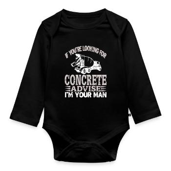 Concrete construction design for construction workers and construction site - Organic Longsleeve Baby Bodysuit - black - Front