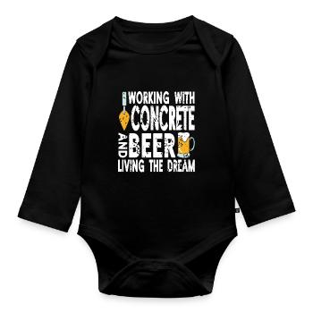 Concrete construction design for construction workers and construction site - Organic Longsleeve Baby Bodysuit - black - Front