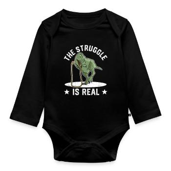 Lustiges Springseil Springseil springen Der Kampf - Baby Bio-Langarm-Body - Schwarz - Vorne