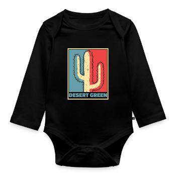 Jardin de cactus - Body Bébé bio manches longues - noir - Devant