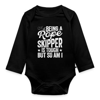 Funny skipping rope skipping rope - Organic Longsleeve Baby Bodysuit - black - Front