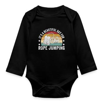 Funny skipping rope skipping rope jumping rope - Organic Longsleeve Baby Bodysuit - black - Front