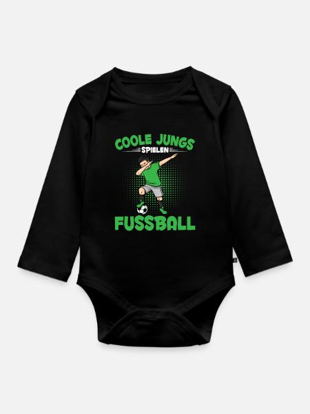 Dabbing Fußballspieler Jungs Fußball - Baby Bio-Langarm-Body - Schwarz