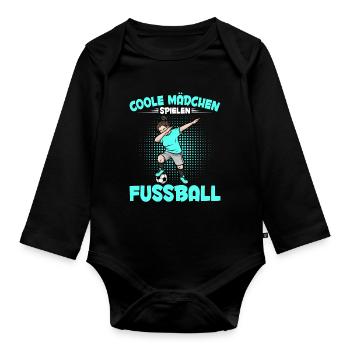 Dabbing Fußballspieler Mädchen Fußballer - Baby Bio-Langarm-Body - Schwarz - Vorne