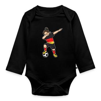 Dabbing Fußballer Mädchen Fußball Deutschland Trik - Baby Bio-Langarm-Body - Schwarz - Vorne