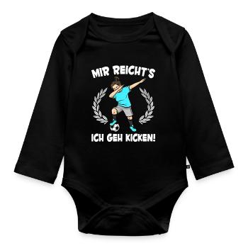 Mädchen Fußballspieler Mir Reicht's Fußball - Baby Bio-Langarm-Body - Schwarz - Vorne