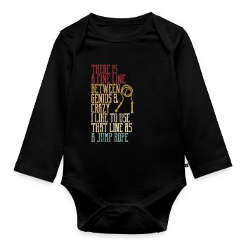 Funny skipping rope skipping rope jumping rope - Organic Longsleeve Baby Bodysuit - black - Front