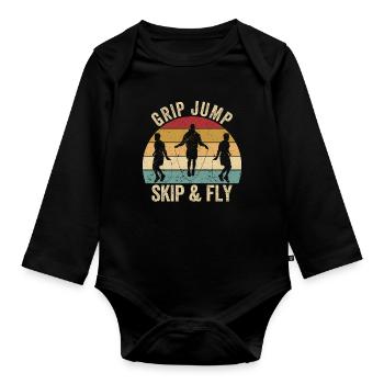Funny skipping rope skipping rope handle jumping spri - Organic Longsleeve Baby Bodysuit - black - Front