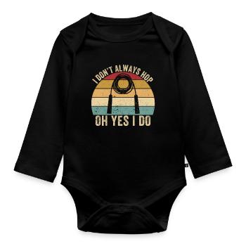Funny skipping rope skipping rope skipping rope I jump - Organic Longsleeve Baby Bodysuit - black - Front