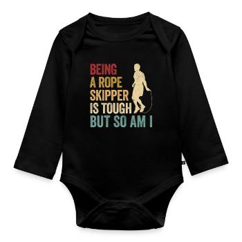 Funny skipping rope skipping rope jumping rope - Organic Longsleeve Baby Bodysuit - black - Front