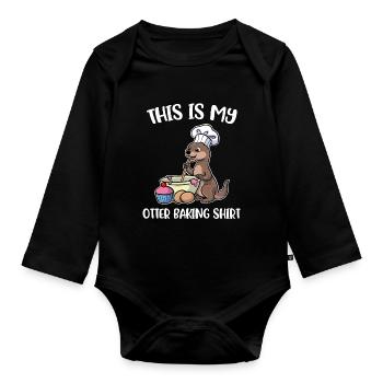 Otter Baking Baking Gift - Organic Longsleeve Baby Bodysuit - black - Front