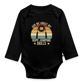 Funny skipping rope skipping rope jumping rope - Organic Longsleeve Baby Bodysuit - black - Front