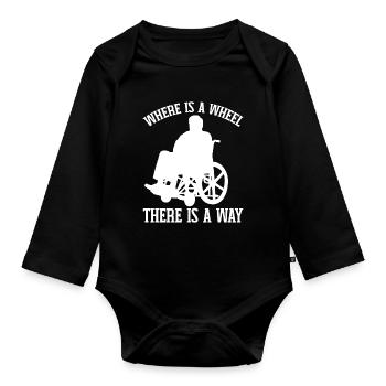 Drôle de lésion de la moelle épinière Coupe transversale du fauteuil roulant - Body Bébé bio manches longues - noir - Devant
