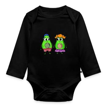 Avocado pair - Organic Longsleeve Baby Bodysuit - black - Front