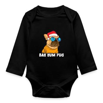 Christmas Xmas Family Matching Funny Bah Hum Pug - Baby Bio-Langarm-Body - Schwarz - Vorne
