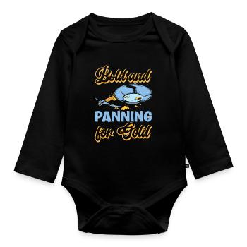 Lustiges Goldwaschen Goldsucher kühn und schwenken - Baby Bio-Langarm-Body - Schwarz - Vorne