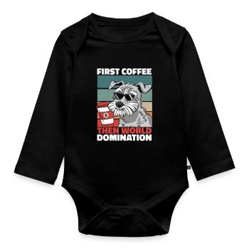 Schnauzer Dog Coffee Lunettes de soleil - Body Bébé bio manches longues - noir - Devant