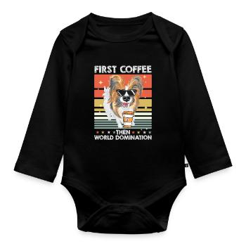 Papillon Witzig - Baby Bio-Langarm-Body - Schwarz - Vorne