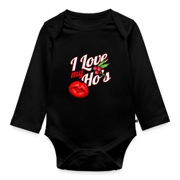 I Love My Ho's Kissing Mouth Mistletoe Christmas - Baby Bio-Langarm-Body - Schwarz - Vorne