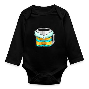 Bécher d’automne avec veste d’hiver pour Noël - Body Bébé bio manches longues - noir - Devant