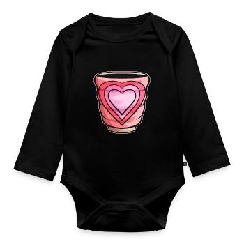Gobelet d'automne avec des coeurs pour Noël - Body Bébé bio manches longues - noir - Devant