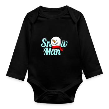 The Snowman Costume For Christmas - Organic Longsleeve Baby Bodysuit - black - Front