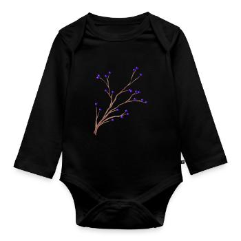 Branch Of Mistles With Purple Berries For Christmas - Organic Longsleeve Baby Bodysuit - black - Front