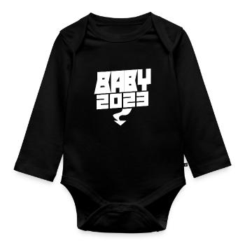 Bébé 2023 - Naissance Enceinte 2023 Grossesse - Body Bébé bio manches longues - noir - Devant