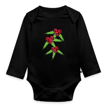 Mistletoe with Skull Mistleberries For A Dark - Organic Longsleeve Baby Bodysuit - black - Front