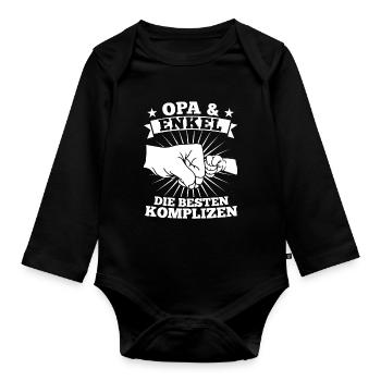 Opa & Enkel Familie Enkel Geschenk - Baby Bio-Langarm-Body - Schwarz - Vorne