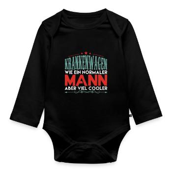 krankenwagen wie ein normaler mann aber viel coole - Baby Bio-Langarm-Body - Schwarz - Vorne