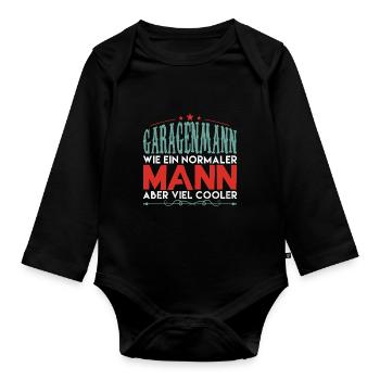 Valentines Garagenmann Mechaniker - Baby Bio-Langarm-Body - Schwarz - Vorne