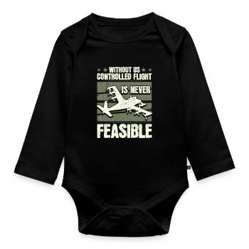 Flugzeug Mechaniker - Baby Bio-Langarm-Body - Schwarz - Vorne