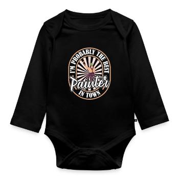Painter Varnisher Humor - Organic Longsleeve Baby Bodysuit - black - Front