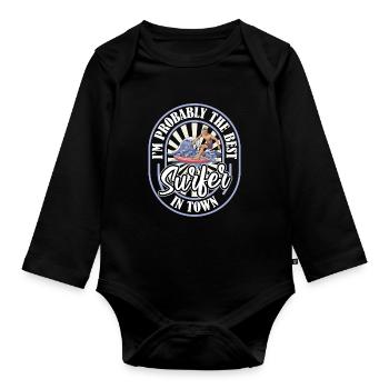 Surfers Surf Funny - Organic Longsleeve Baby Bodysuit - black - Front