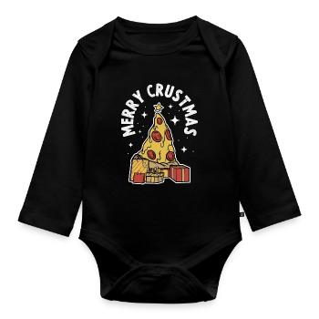 Pizza Christmas Weihnachtsessen Geschenk - Baby Bio-Langarm-Body - Schwarz - Vorne