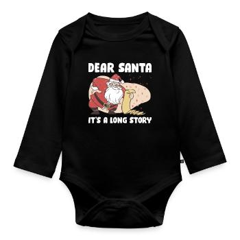 Its A Long Story Lieber Weihnachtsmann Geschenk - Baby Bio-Langarm-Body - Schwarz - Vorne