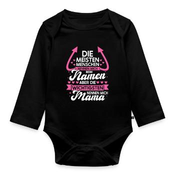 Mutter Familie Mama Geschenk - Baby Bio-Langarm-Body - Schwarz - Vorne