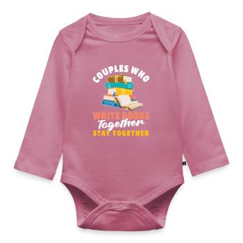 Writer Author Couple - Organic Longsleeve Baby Bodysuit - mauve - Front