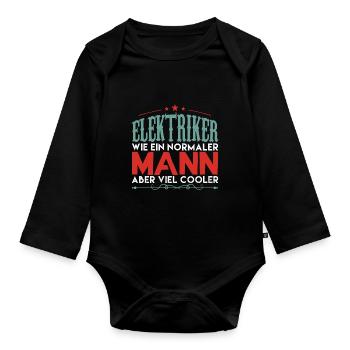 elektriker - elektriker aber viel cooler ! - Baby Bio-Langarm-Body - Schwarz - Vorne