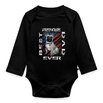 Meilleur papa Frenchie de tous les temps Français Bulldog Papa - Body Bébé bio manches longues - noir - Devant