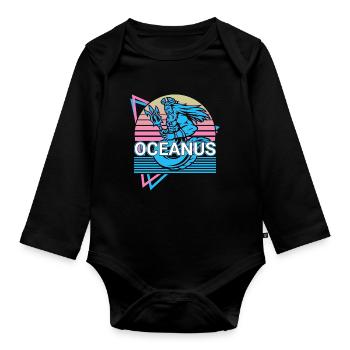 Oceanus Greek God Ancient Greek myth - Organic Longsleeve Baby Bodysuit - black - Front